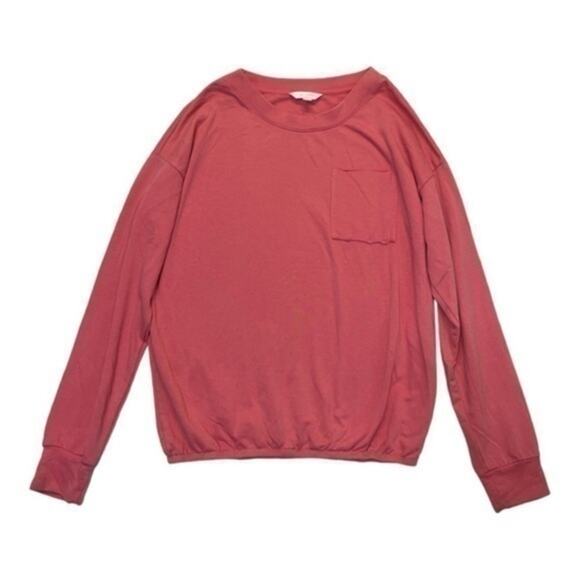 Lauren Conrad Sweatshirt coral pink elastic hem lightweight Women’s Medium - Picture 1 of 7